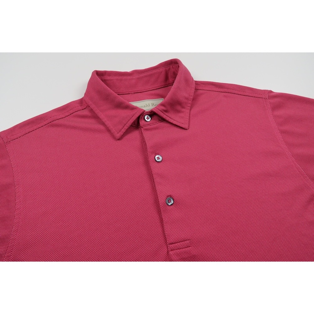 Donald Ross Mens Medium Pink Polka Dot Golf Performance Short Sleeve Polo Shirt